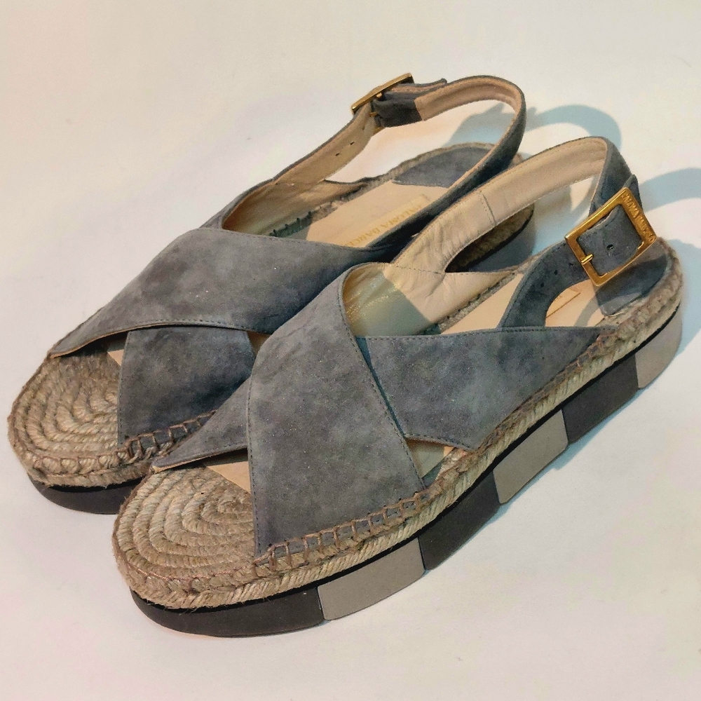 Paloma Barcelo grey microsuede espadrille flatform slingback sandals, EU41, new - Picture 7 of 15